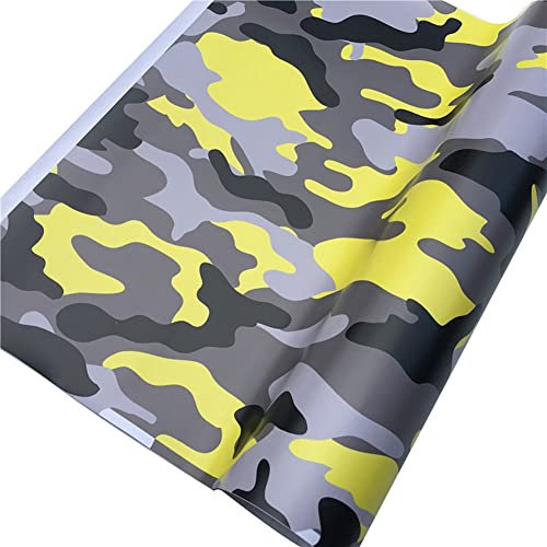 IUSOT Selbstklebend Vinyl Autofolie, 152cm x 50cm, Camouflage, Gelb, Glossy, PVC, 60 Mikrometer, Auto, Motorrad, ATV