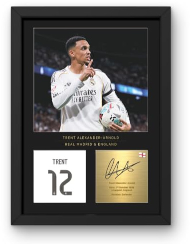 Win FC - Gerahmtes Foto von Trent Alexander-Arnold, A4, reproduzierte digitale Unterschrift, Geschenk für Liverpool-Fans im Schlafzimmer