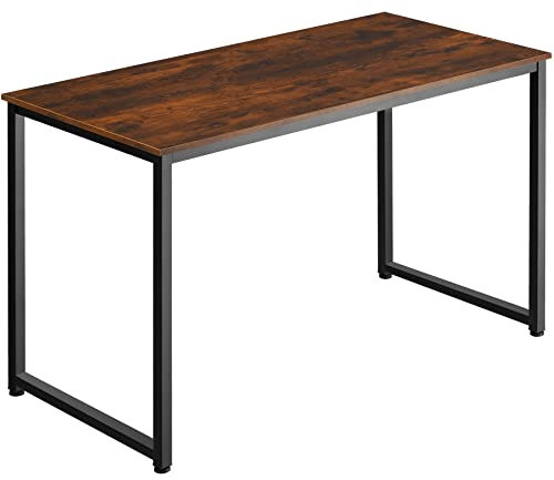 TecTake® Mesa Escritorio de Madera con Estructura Resistente, Mesa de Ordenador para Oficina, Diseño Industrial, Mesa de Escritorio Moderna - 59 x 120 x 76,5 cm Madera Industrial Oscura, Rústica