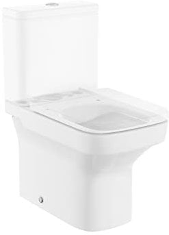 Roca A34278L000 - Taza compacta Rimless adosada a pared con salida dual para inodoro de tanque bajo Dama Compacto, color Blanco (ASIENTO Y CISTERNA NO INCLUIDOS)