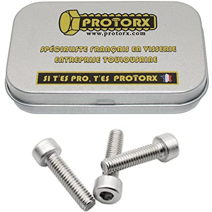Vis Btr M4 x 16mm : Boite 30 Pcs Vis CHC Inox Tete Ronde | Visserie Inox pour Rondelle Ecrous Metal | Vis 6 Pans Creux Tete Cylindrique Acier A2 Anti-Rouille - DIN 912 | Boite Rangement Vis PROTORX