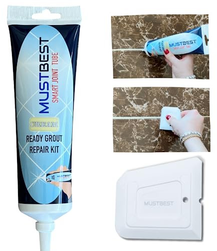 Mustbest Tile Mörtel Reparaturen Füllrohr - 13,4 oz, schnell trocknende Fliesenmörtel, Wiederherstellung von Fliesenverbindungen, einfache Fliesenmörtel -Squeeze -Röhre (Creme, 13,4 oz)