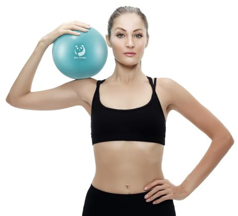 Slim Panda Gymnastikball Klein,23-25cm Pilates Ball mit Aufblasbarem Strohhalm,Soft Yoga Ball Exercise für Senioren Therapie,Hause,Fitness,Balance Training (Blauer See)