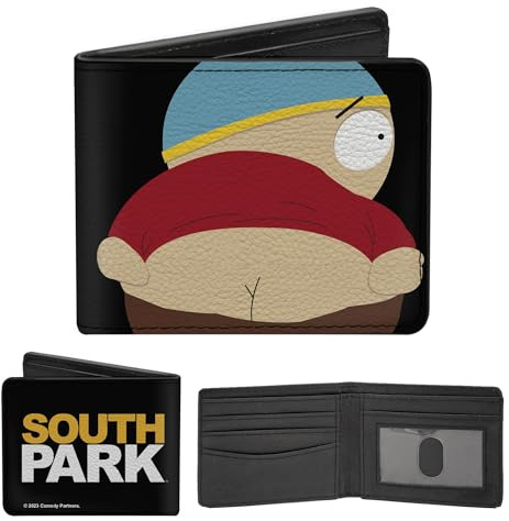 Buckle-Down Comedy Central Wallet Bifold South Park Cartman Mooning Pose und Logo Vegan Leder, Schwarz, 4.0 x 3.5, Casual