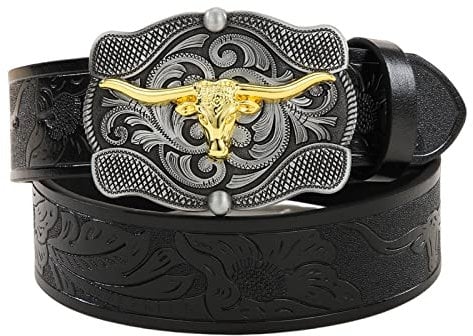 Bull GüRtel Mit Schnalle Vintage WesterngüRtel Cowboy GüRtel FüR Herren WesterngüRtel Mit GroßEr Schnalle LedergüRtel JeansgüRtel Vintage WesterngüRtel