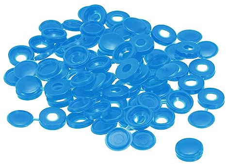 sourcing map 200 Stück 5 mm Scharnierschrauben Abdeckkappen Kunststoff Faltschraube Snap Abdeckungen Unterlegscheibe Flip Schraube Schutz Abdeckung für M3 M4 M5 Schrauben, Blau