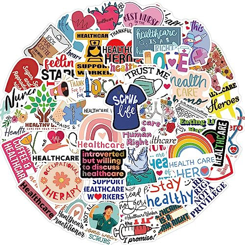 Caring for Health Aufkleber für Laptop (50 PCS),Geschenk für Kinder Jugendliche Erwachsene Jungen,Health Care Stickers Wasserdicht Vinyl Aufkleber für Scrapbook,Skateboard,Auto,Gepäck