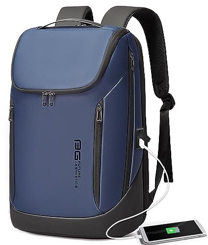 BANGE Business Smart Backpack Waterproof fit 15.6 Inch Laptop Backpack with USB Charging Port,Travel Durable Backpack (Blue(two Pocket)