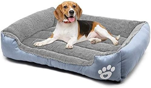 SuperGift.com Soft & Fluffy Pet Bed - Anti-Anxiety Washable Bed for Dogs and Cats - Non-Slip Base - Dog & Cat Bed - Warm and Cosy - Grey (Large)