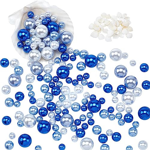 PH PandaHall 230pz Perla Galleggiante per Vaso, Senza Fori Perline di Perle Imitate, Perline di Decorative per Matrimoni Partito Decorazione della Tavola della Cena a Casa, 5~19.5mm (Bianco, Blu)