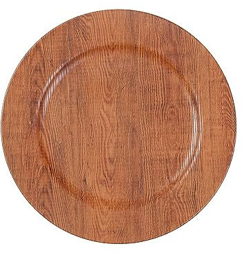 Inge-glas Dekoteller Weihnachtsteller in Holz Optik 33cm - Kunststoff Runder Platzteller Deko Teller - Tischdeko Dekoschale Wohnzimmerdeko Weihnachten