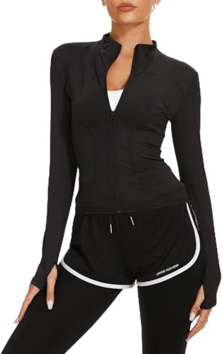 Kiiwah Damen Laufjacke, Sportjacke Damen Dünn Eng, Trainingsjacke Running Jacket Women Gym Jacke Damen Atmungsaktive Daumenloch Sport Oberteile (XL)
