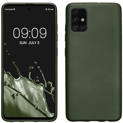 kwmobile Case kompatibel mit Samsung Galaxy A51 Hülle - Schutzhülle aus Silikon metallisch schimmernd - Handyhülle Metallic Tannengrün