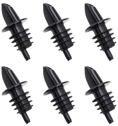 6 Pieces of Soft Plastic Wine Spouts, Wine Pourers for Spirits/Oil/Vinegar Bottles, Plastic Soft Stoppers, Wine Pourers with Outlets, Water Dispensers for Rubber Sealed Bottles (Black)
