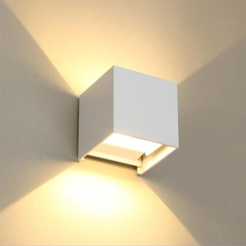 LED 20 W Wandleuchte für den Außenbereich, Würfel 12 x 12 cm, moderne Wandleuchte, IP65, wasserdicht, Außenleuchte, Aluminium, quadratisch, Abstrahlwinkel, verstellbar, Weiß 3000 K, warmes Licht