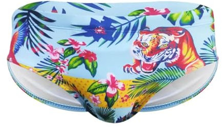 FULUJIDI Badehose Boardshorts Schwimmhose Herren Bademode Mehrfarbig Bedruckte Koffer Sexy Slips Atmungsaktive Badeanzug Strand Shorts XXL Multi
