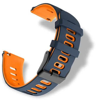 RoYiio Bracelet Silicone pour Largeur Pattes de Montre 22mm, Doux et Confortable, étanche, Bracelet de Remplacement Sport pour Hommes Femmes - Bleu Nuit Orange