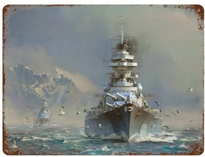,Metall-Blechschild, Retro, Eisen, Gemälde, Kunst, Geschenk, Outdoor, Café, Bar, Garage, Bauernhof-Dekoration ， Bismarck-Klasse Schlachtschiff, 30 x 40 cm (12 x 16 Zoll)