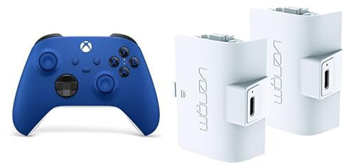 Xbox Wireless Controller Shock Blue+Venom Doppelpack mit wiederaufladbarem Akku Controller - Weiß Series X & S One
