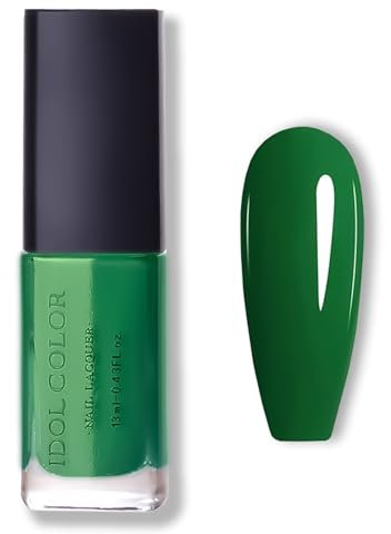 Green Nail Polish, Quick Dry Nail Polish Green Nail Varnish - Long Lasting No UV Needed Dark Green Nail Polish for DIY Nail Art Manicure at Home Salon French Manicure Gel Polish, 13ml