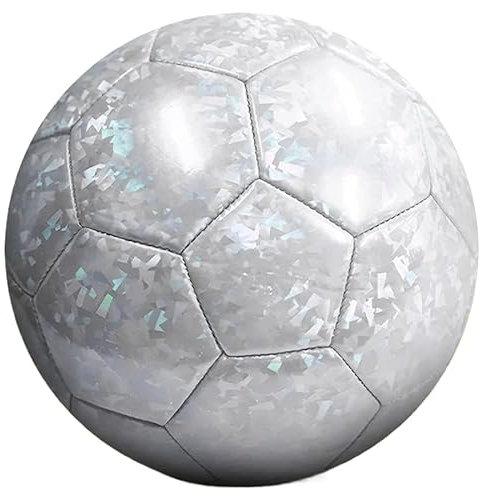 KWJEIULSOQ Fussball, Fußball Kinder Unisex, 2024 Championsleague Ball, Fussball Spiel- und Trainingsball, Fussbälle Größe 5 für Kinder und Erwachsene, Outdoor-Indoor Training (Silber)