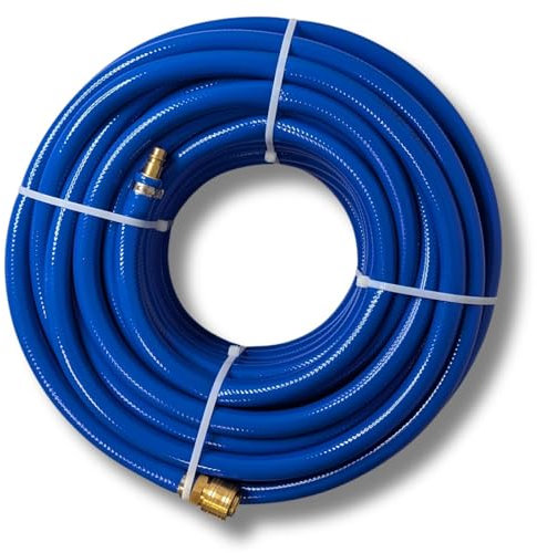 Lumonic 30m Druckluftschlauch mit Schnellkupplung I 13mm I fertig konfektioniert I flexibel, abriebfest und gewebeverstärkt I PVC Druckluftverlängerung I Dose & Stecker