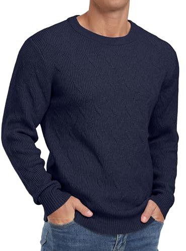 Sailwind Men's Jumpers Crew Neck Warm Pullover Sweater for Men Long Sleeve Soft Jumper for Men Knitwear Sweatshirt Tops (Navy Blue, XL)