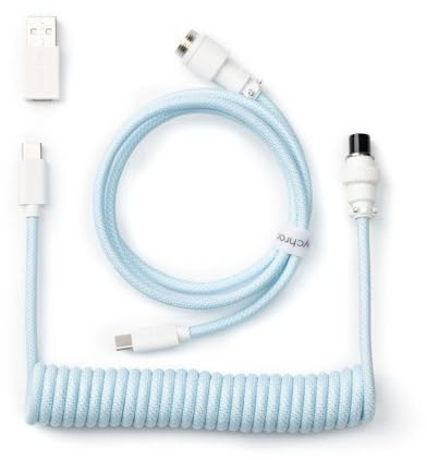 Keychron Cable en espiral para teclado mecánico, color azul claro
