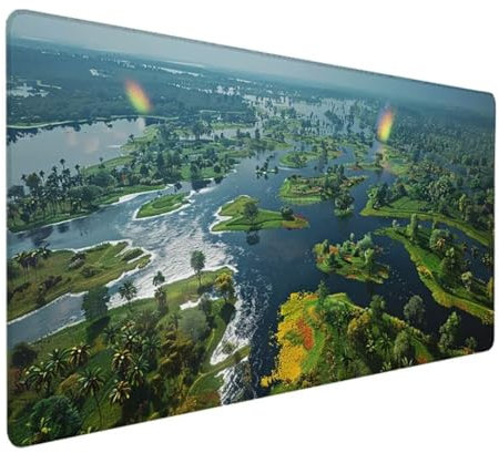 Tapis de Souris Gaming XXL 1200 x 600 x 3 mm, Mouse Pad Mat, sous-Main Bureau Gamer Extra Large en Tissu, Base Antidérapante, Haute Précision et Vitesse, pour Souris et Claviers Amazone Prairie 1 - A