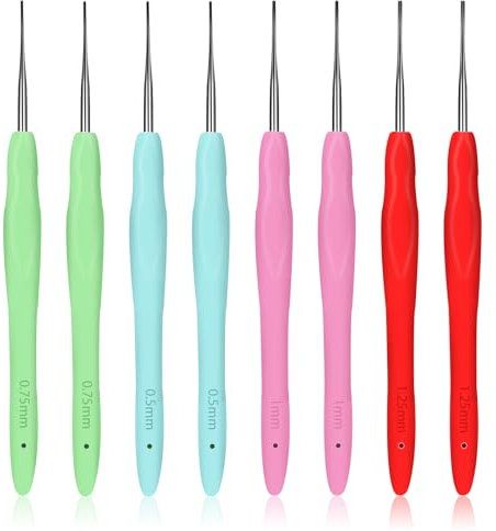 Häkelnadeln für Haare, 0,5 mm, 0,75 mm, 1 mm, 1,25 mm, Loc Häkelnadel 0.5mm 0.75mm 1mm 1.25mm Kleine Häkelnadel Professionelles Gummi Metall Häkelwerkzeug Perückenzopfnadel Werkzeuge Teppichwebnadeln