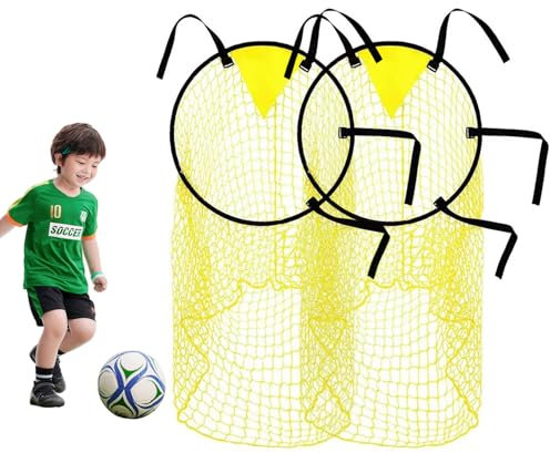 Top Bins Foldable Soccer Practice Rebounder Net Goals for Boys Football Skills Equipment (Yellow) - 2PCS Target Training Equipment