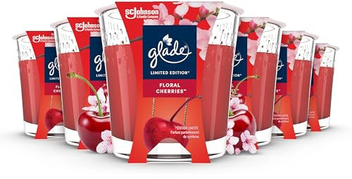 Glade Duft-Kerze im Glas, 6er Pack, Floral Cherries, bis zu 27 Stunden Brenndauer (6 x 112g)