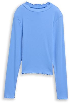 Tom Tailor Mädchen 1049414 Kinder Cropped Langarmshirt mit Rippstruktur (1er Pack)