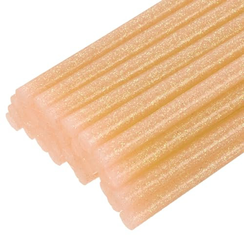 sourcing map 30pcs Full Size Hot Glue Gun Sticks 7mm x 200mm High Sticky Small Hot Glue Sticks for Glue Gun, Glitter Orange