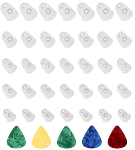 35 Stück Fingerschutz für Gitarrenspieler Silikon Fingerschutz 5 Größen Fingerspitzenschutz Gitarren Finger Cots Anti-Rutsch Gummi Fingerschutz für Saiten Instrumente Gitarren Bass Ukulele Bass Nähen