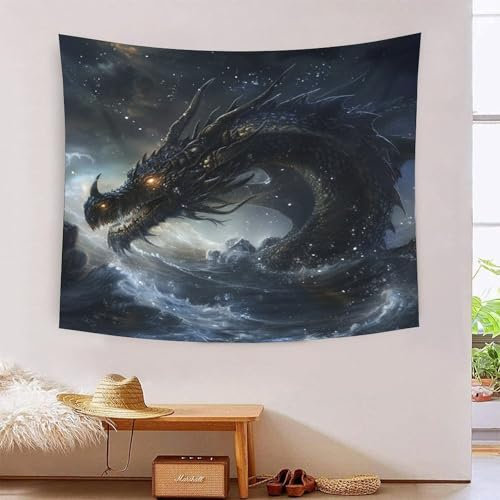 GUYDZOOM 3D Druck Drachen Wandteppiche Poster Ornament Wandbehang Wandteppich Wanddeko Wandbehang Für Schlafzimmer Wohnzimmer Tapisserie 70cmx100cm
