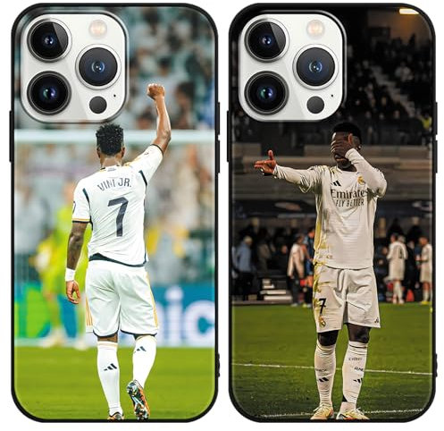 Yimctoie 2 Stück Handyhülle für Apple iPhone 14/iPhone 13 6.1, Schutzhülle mit Fußballspieler Player 7 Muster Cover Mode Cool Weich TPU Silikon Stoßfest Kratzfest Case, Seven