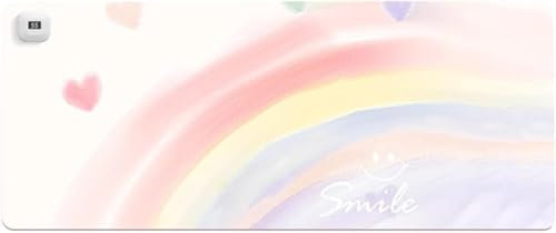 Beheiztes Mauspad, Automatische Abschaltung Warmes Schreibtischpad 6 Heizstufen (30-55 °c) Und 4 Automatische Abschaltstufen Matte Heizdecke Tisch Mauspad Für Pc-tas, Rainbow a, 31.5x13Inch