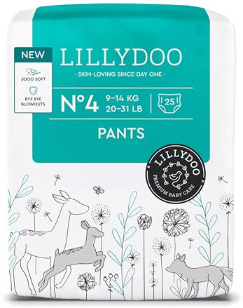LILLYDOO Baby Windeln Pants - Größe 4 (9-14 kg), 25 Höschenwindeln, Sicherer Auslaufschutz - Hautfreundlich, Weich & Ohne Lotionen für empfindliche Haut, Dermatologisch getestet
