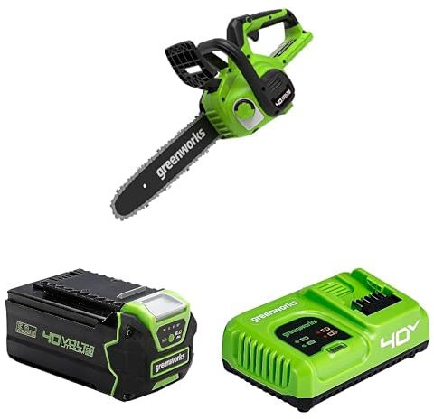 40V Akku Kettensäge Greenworks 12 Zoll (30 cm) Blattlänge, 4,2 m/s Kettengeschwindigkeit G40CS30II, 2,6 kg, automat. Öl-System, 3 Jahre Garantie mit 40V 5Ah Lithium-Ionen-Akku & 5A Schnellladegerät