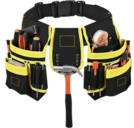 26 Taschen Werkzeuggürtel, Magnetische Werkzeugtasche Gürtel mit Breit Nylon Gürtel und Hammerloch, Abnehmbare Verstellbare, Gürteltasche Arbeitsgürtel Herren Werkzeug Elektriker Klempner Bauarbeiter