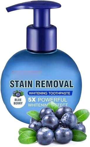 Baking Soda Whitening Toothpaste, Intensive Stain Removal WhiteningToothpaste, Purple ToothpasteWhitening, Natural Stain Remover Fluoride-Free Toothpaste, Protect Gums (220g, Blueberry Flavor)