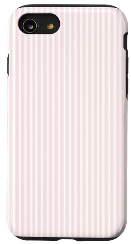 Hellrosa und weiß gestreifte ästhetische minimalistische vertikale Linie Hülle für iPhone SE (2020) / 7/8