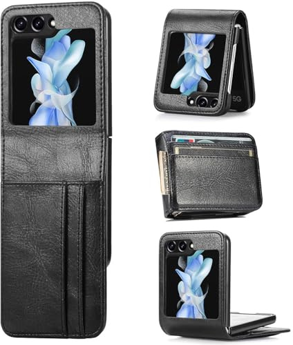 Verco Flip Cover für Samsung Galaxy Z Flip 7 5G Case, Flipstyle Schutzhülle für Galaxy Z Flip 7 Hülle Tasche vertikal klappbare Handyhülle, Schwarz