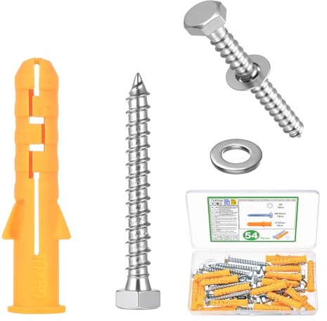 18 Sets Schwerlastdübel Schrauben Set, M8 x 60 mm Sechskantschrauben Dübel Set, Betonschrauben und Dübel Sets, Universaldübel Spreizdübel Langschaftdübel für TV Wandhalterung