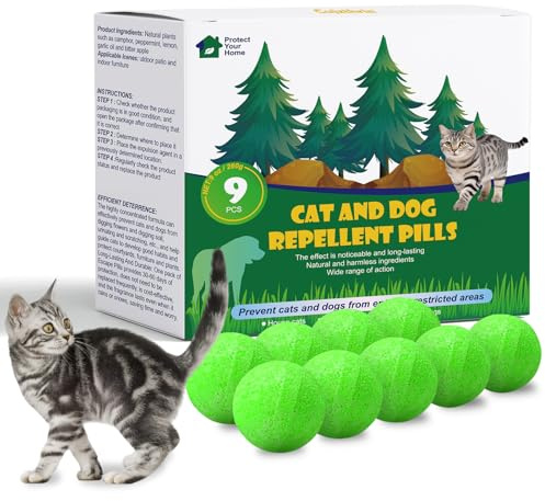 Xedapluv 9 Pack Natural Peppermint Oil Cat Repellent Indoor Outdoor, Mulch & Flower Against Scratch and Chew, Keep Cats Off Lawn, Yard, Garden, Keep Cats Awaya