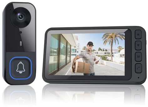 Winnes Citofono senza fili da esterno HD Schermo IPS da 4,5 Video Campanello Spioncino Digitale videocitofono con Telecamera Visione Notturna Audio Bidirezionale,Senza WiFi/APP Abbonamento