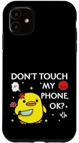 Hülle für iPhone 11 Lustiges Meme „Don't Touch My Phone“, böse Ente mit Messer