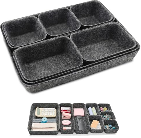 Huahuanghui 8-teiliger Schubladen Organizer Filz Set, Schreibtisch Organizer, Aufbewahrung und Organisation Filz Organizer für Büro, Kosmetik, Schminktisch, Haushalt