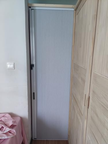 ZAQYCM Schiebetür Falttür Faltbare Türen Innen Haus Weiß, Keine Bohrung Innen Schiebetür Für Badezimmer, Toilette, Küchenvorratsraum & Dachbodentreppe, Kleiderschranktür(High 195cm,Wide 75cm)